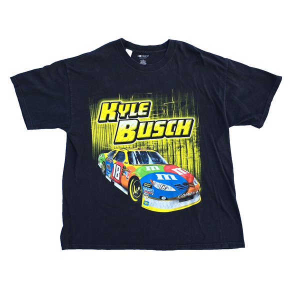 Kyle Busch #18 NASCAR Short Sleeve Cotton T-Shirt Men's XL Black M&M Racing - Picture 1 of 9